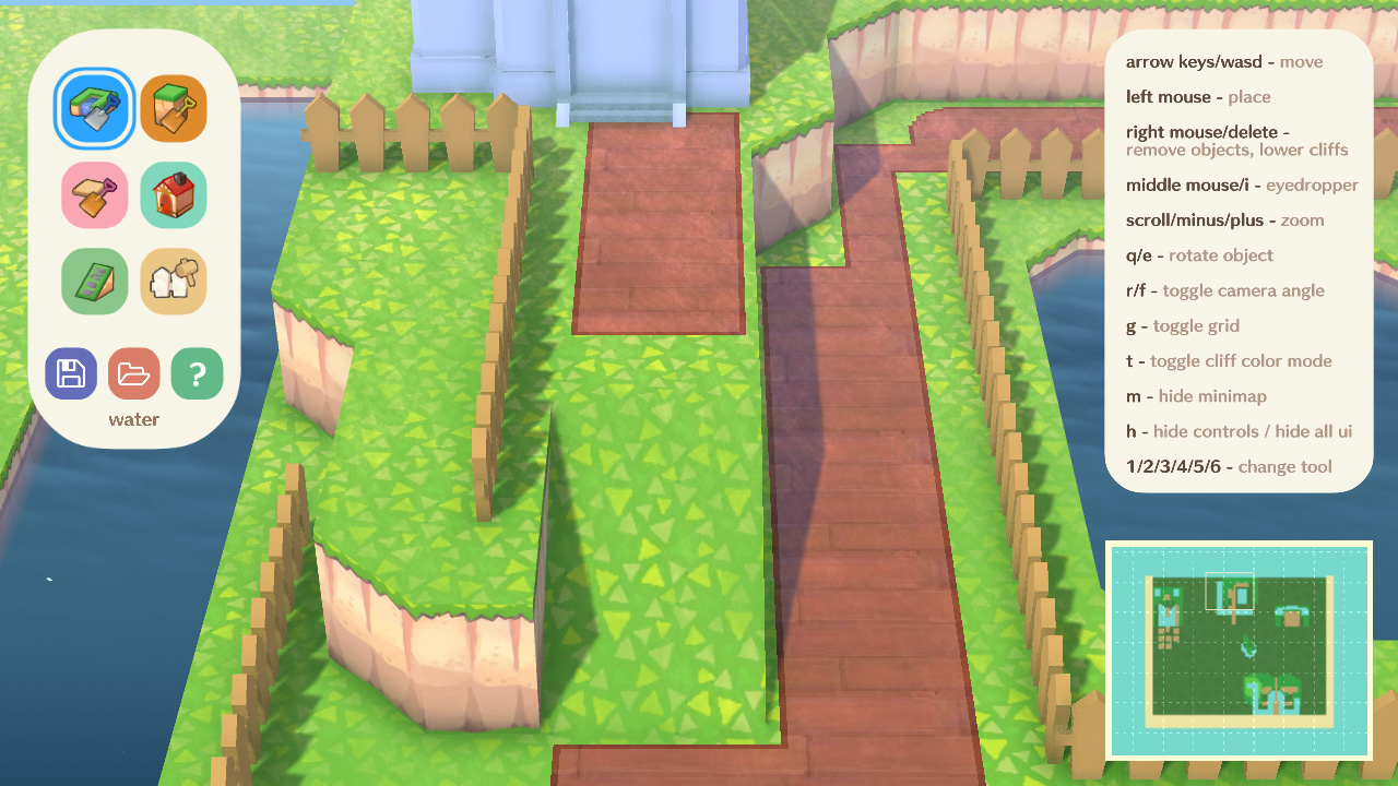 Animal Crossing New Horizons 3d Island Planner App Screenshot Fences Minimap Controls 