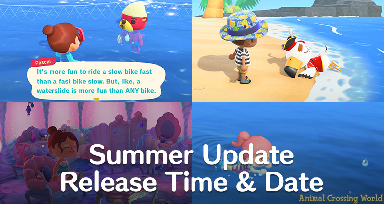 Animal Crossing New Horizons Summer Update Release Time Date Version 1 3 Swimming Pascal Animal Crossing World