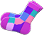 Color-Blocked Socks Item with Purple Variation in Animal Crossing: New Horizons