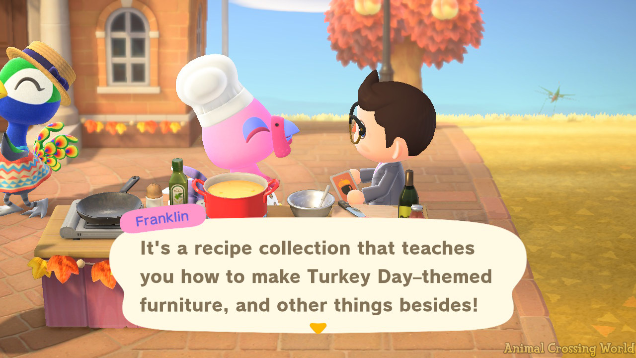 animal crossing new horizons guide thanksgiving turkey day diy recipe collection from franklin