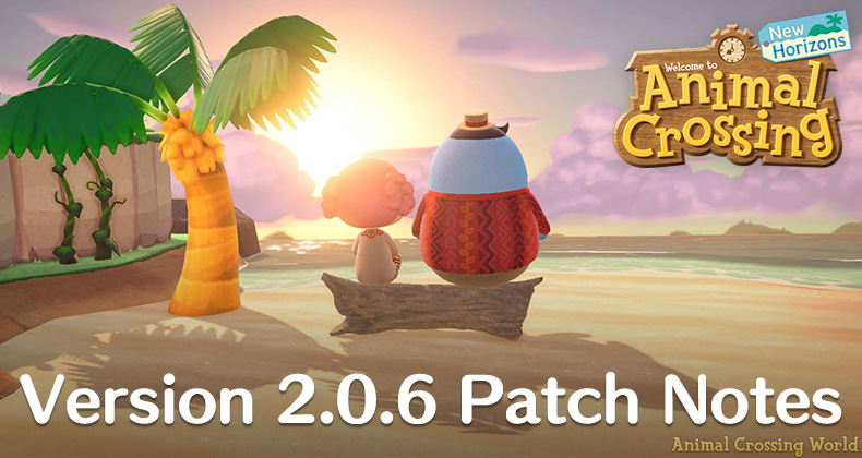 Animal Crossing: New Horizons update version 2.0.6 patch notes